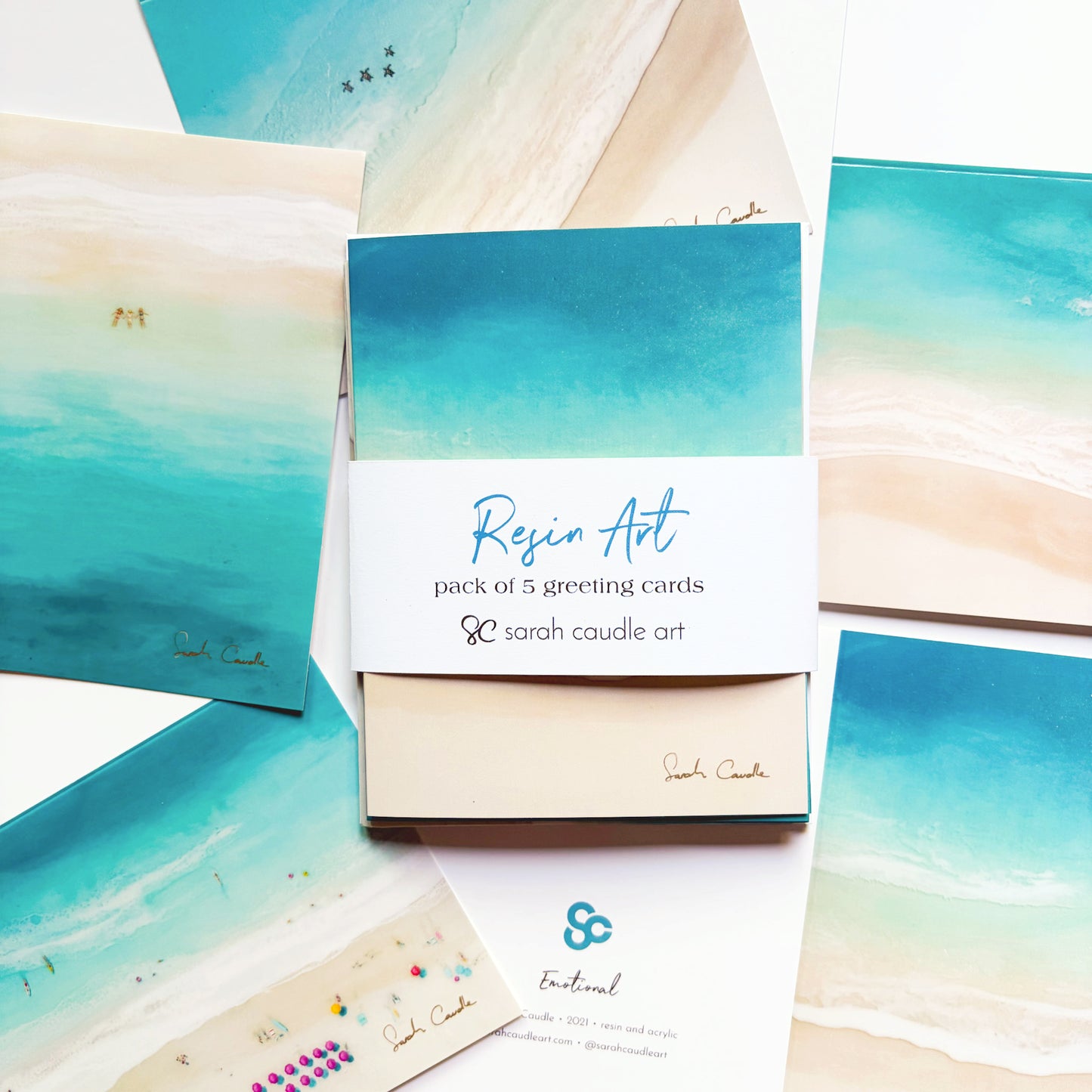 Greeting Card Set of 5: Resin Art