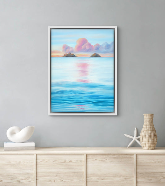 "Peaceful Moments at Lanikai" Original Oil Painting - framed