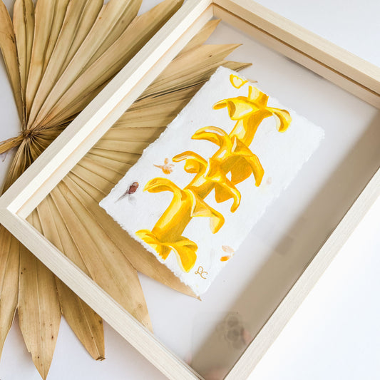 "Tropical Blooms 4" Original Gouache Sketch on Paper - framed