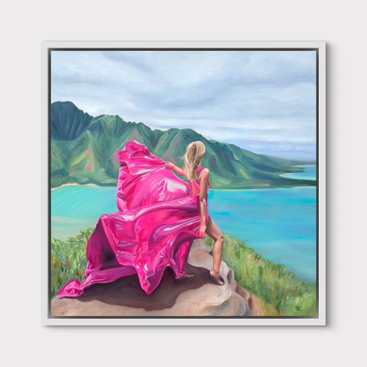 "Rise Above" Canvas Print - 20"x20" framed in white floater - SAMPLE